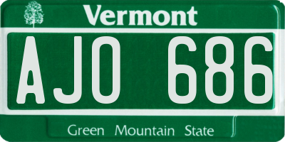 VT license plate AJO686
