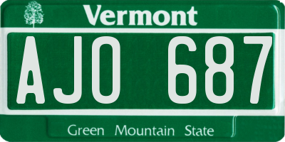 VT license plate AJO687
