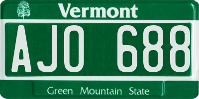 VT license plate AJO688
