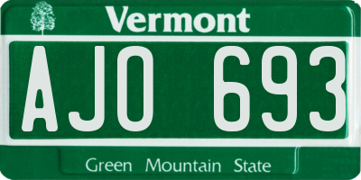 VT license plate AJO693