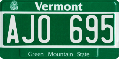 VT license plate AJO695
