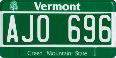 VT license plate AJO696