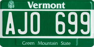 VT license plate AJO699