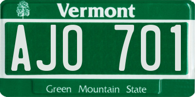 VT license plate AJO701
