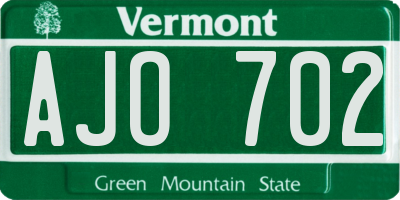 VT license plate AJO702