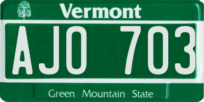 VT license plate AJO703