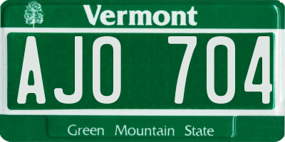 VT license plate AJO704