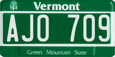 VT license plate AJO709