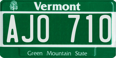 VT license plate AJO710