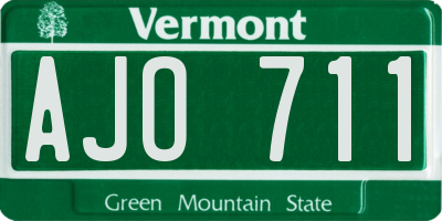 VT license plate AJO711