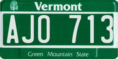 VT license plate AJO713
