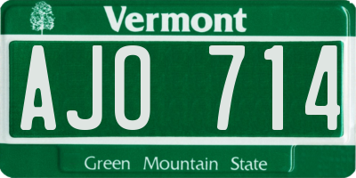 VT license plate AJO714