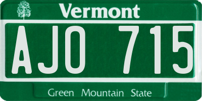 VT license plate AJO715