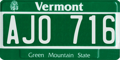 VT license plate AJO716