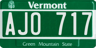 VT license plate AJO717