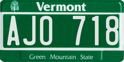 VT license plate AJO718
