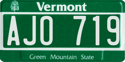 VT license plate AJO719
