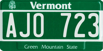 VT license plate AJO723
