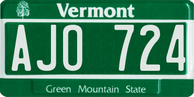 VT license plate AJO724