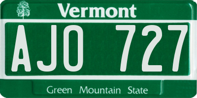 VT license plate AJO727