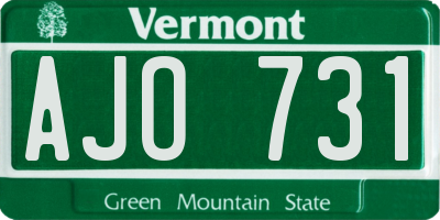 VT license plate AJO731