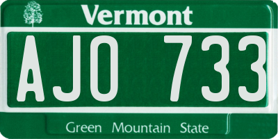 VT license plate AJO733