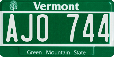 VT license plate AJO744