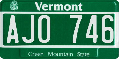 VT license plate AJO746
