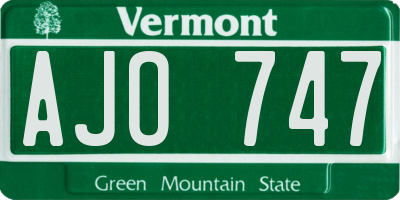 VT license plate AJO747