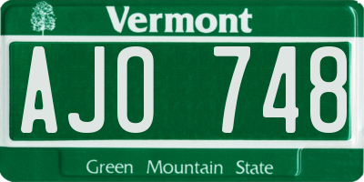 VT license plate AJO748