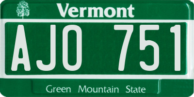 VT license plate AJO751