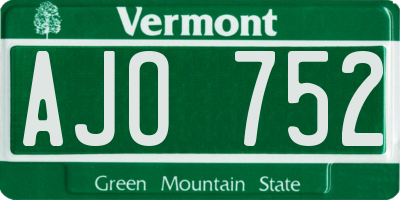 VT license plate AJO752