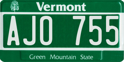 VT license plate AJO755
