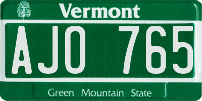 VT license plate AJO765
