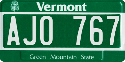 VT license plate AJO767