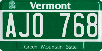 VT license plate AJO768