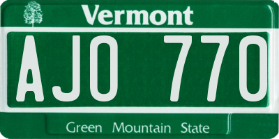 VT license plate AJO770
