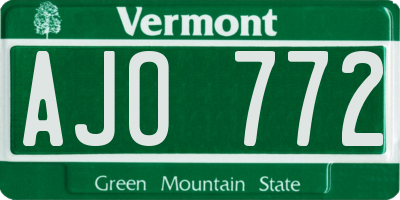 VT license plate AJO772
