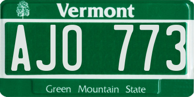 VT license plate AJO773