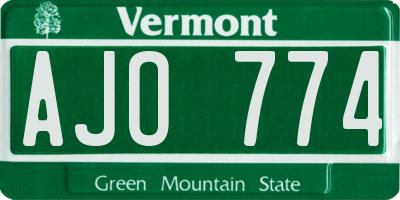 VT license plate AJO774