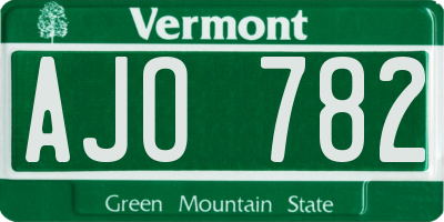VT license plate AJO782