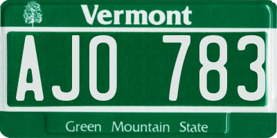 VT license plate AJO783