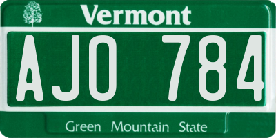 VT license plate AJO784