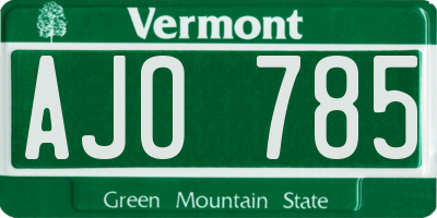 VT license plate AJO785