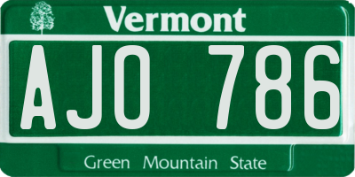 VT license plate AJO786