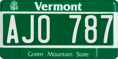 VT license plate AJO787