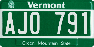 VT license plate AJO791