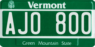 VT license plate AJO800