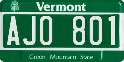 VT license plate AJO801