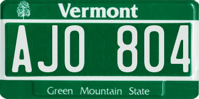 VT license plate AJO804